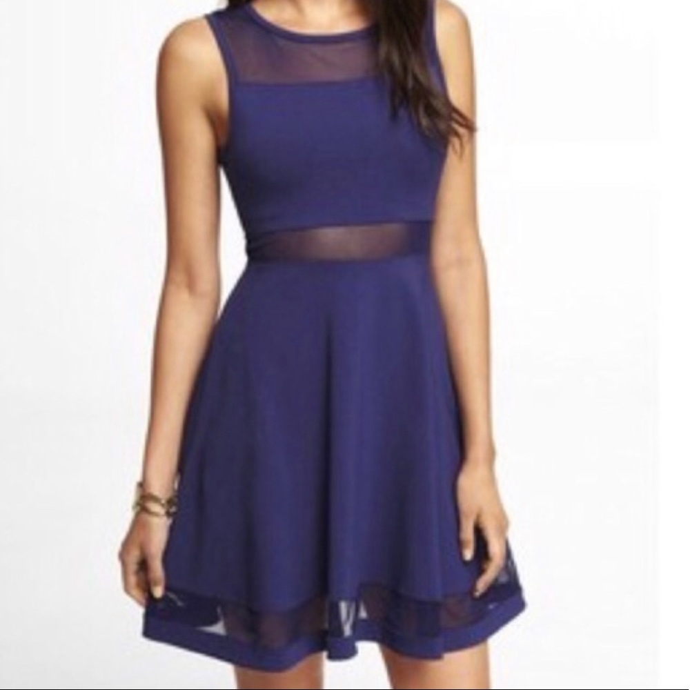 Mesh panel dress with circle skirt